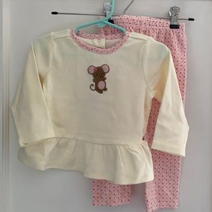 12-18 *vintage* Gymboree mouse 2 piece play outfit with peplum new old stock